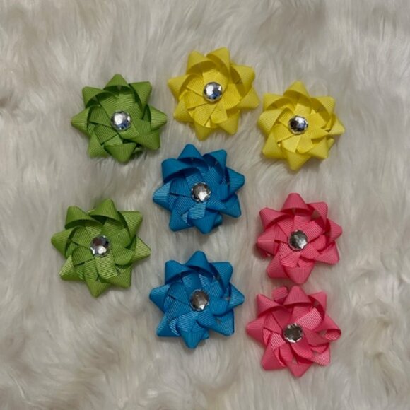 Hand Crafted Other - Bundle (8) of 3" Ribbon Flower Bows 3B8003 Handmade NWT Boutique